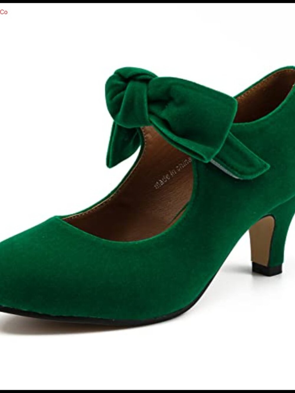 Faux Velvet Bow Mary Jane Kitten Heel Pump Dress Shoes